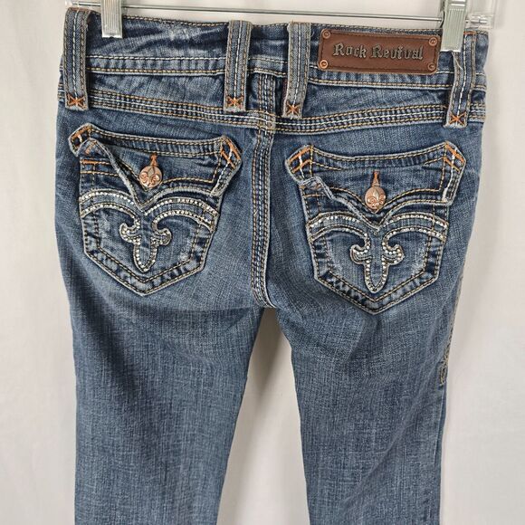 Rock Revival Jeans Women's 25 Blue Medium Wash Debbie Straight Leg - Picture 7 of 16